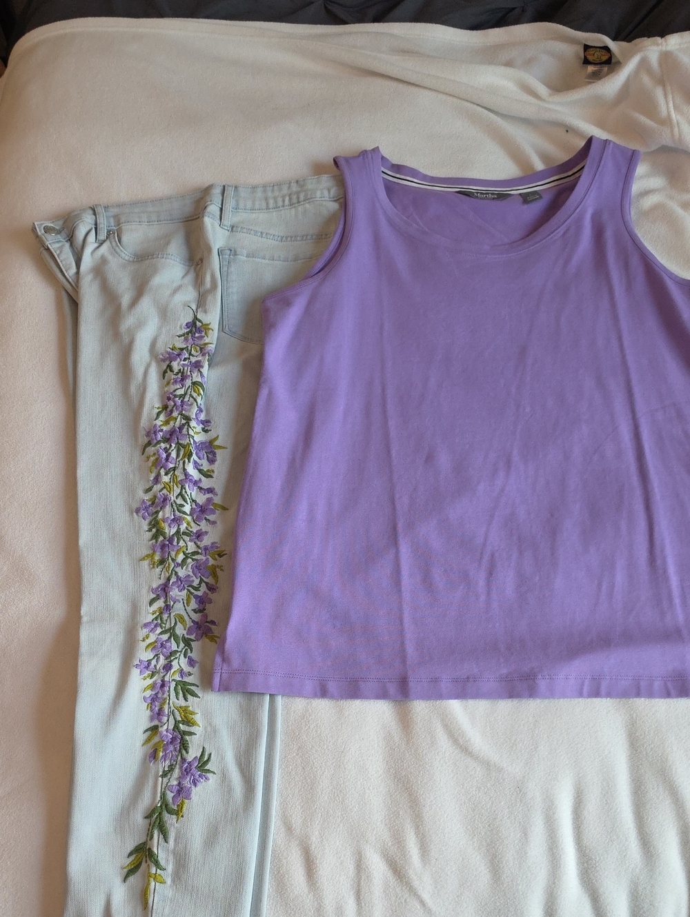 Lilac Sleeveless Tank Top - Solid Light Purple And Jeans